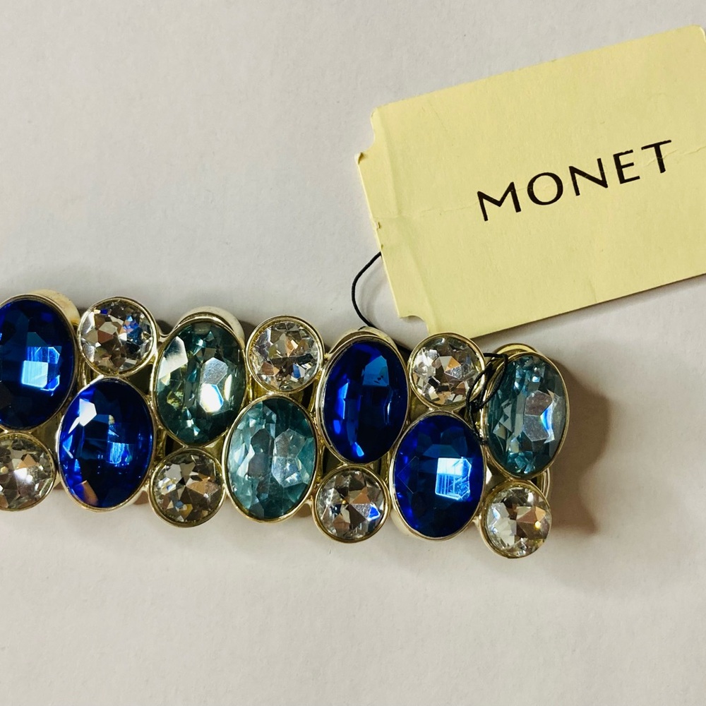 Monet Blue and Teal Crystal Statement Bracelet